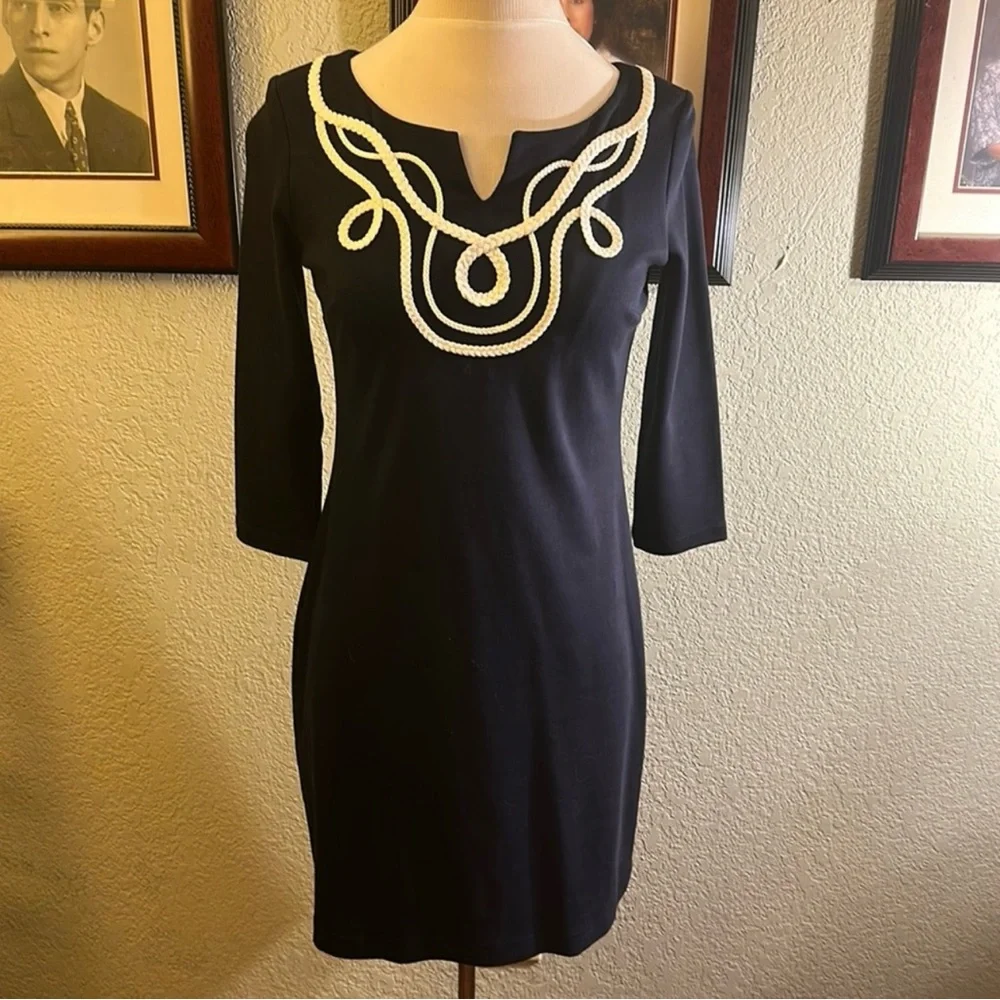 Talbots Black Dress with Soutasche Embroidery - Picture 1 of 4